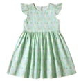 thumbnail image 2 of SGFCWSX Girls Floral Dress Flutter Sleeve Round Neck Summer Casual A-Line Dresses for Teens Green Size 13, 2 of 6