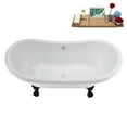 thumbnail image 2 of 59" Streamline N4880BL-WH Soaking Clawfoot Tub and Tray With External Drain in Glossy White and Matte Black Clawfeet, 2 of 12