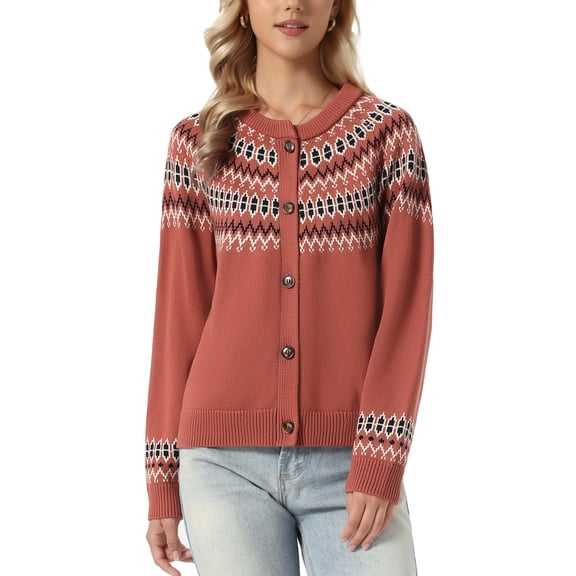 INSPIRE CHIC Cardigan Sweater for Women's Raglan Long Sleeve Open Front Button Down Casual Knit Patterned Cardigan XS Red