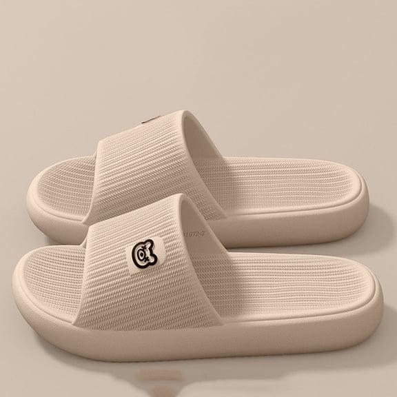 WAVSUF Men's Platform Slippers, Fasionable Casual Versatilable Anti Slip Indoor Bathroom Shower Shoes Coffee 10-10.5