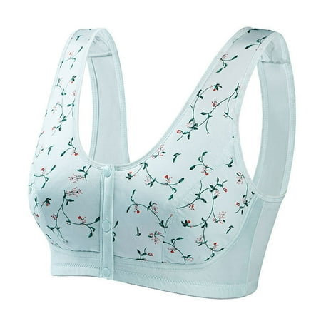 

fanshao Vest Bra Floral Print Push Up Brassiere No Underwire Front Buckle Bra for Sleeping