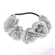 thumbnail image 5 of Diadema playera con rosas para el pelo, corona de vacaciones, adorno de flores para el pelo para niñas y mujeres (plateado), 5 of 6