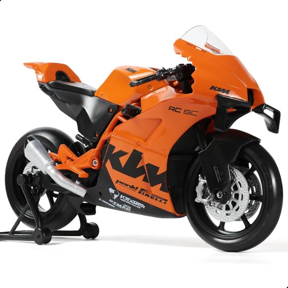 Nuotie 1:12 Motorcycle Model Toy for KTM RC 8C Metal Die-cast with Plastic Motorcycle Model for Welly No Assembly Required Mini Finished Moto Gift for Adult(Orange