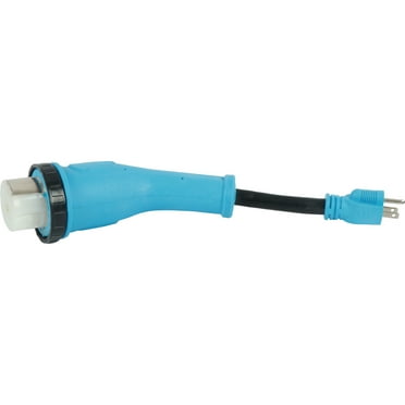 Makerz 222 Heavy-Duty RV Adapter Cord with Powered Connection Indicator Light - 12" Length, 15A to 50A, NEMA 5-15P to NEMA SS2-50R, STW-Rated / ETL-Certified