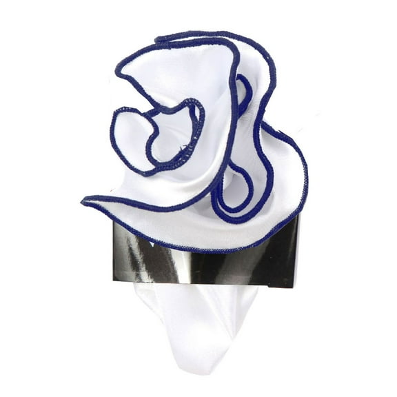 PS-Z-RD-11 - Round Pocket Square Accessory - White Navy