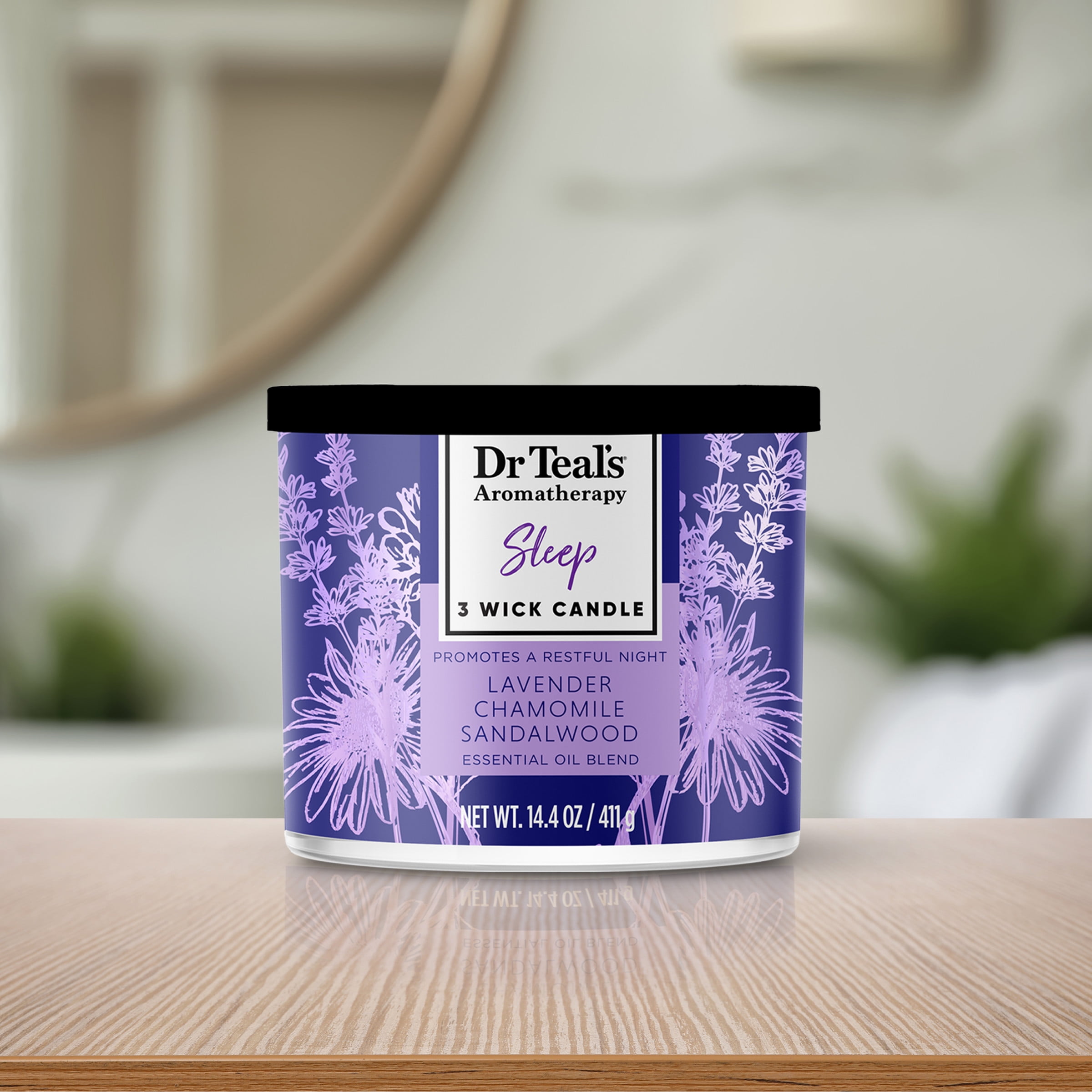 Dr Teal's Aromatherapy Sleep Wellness Candle with Lavender, Chamomile, & Sandalwood, 14.4oz