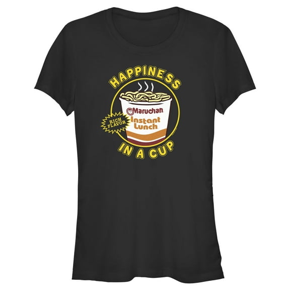 Junior's Maruchan Happiness in a Cup  Graphic Tee Black Small