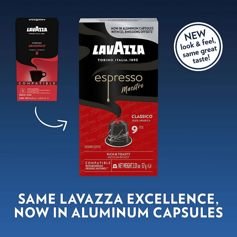 Lavazza Espresso Classico Medium Roast 100% Arabica Aluminum Capsules  Compatible with Nespresso Original Machines (Pack of 60) , Sweet and  Balanced
