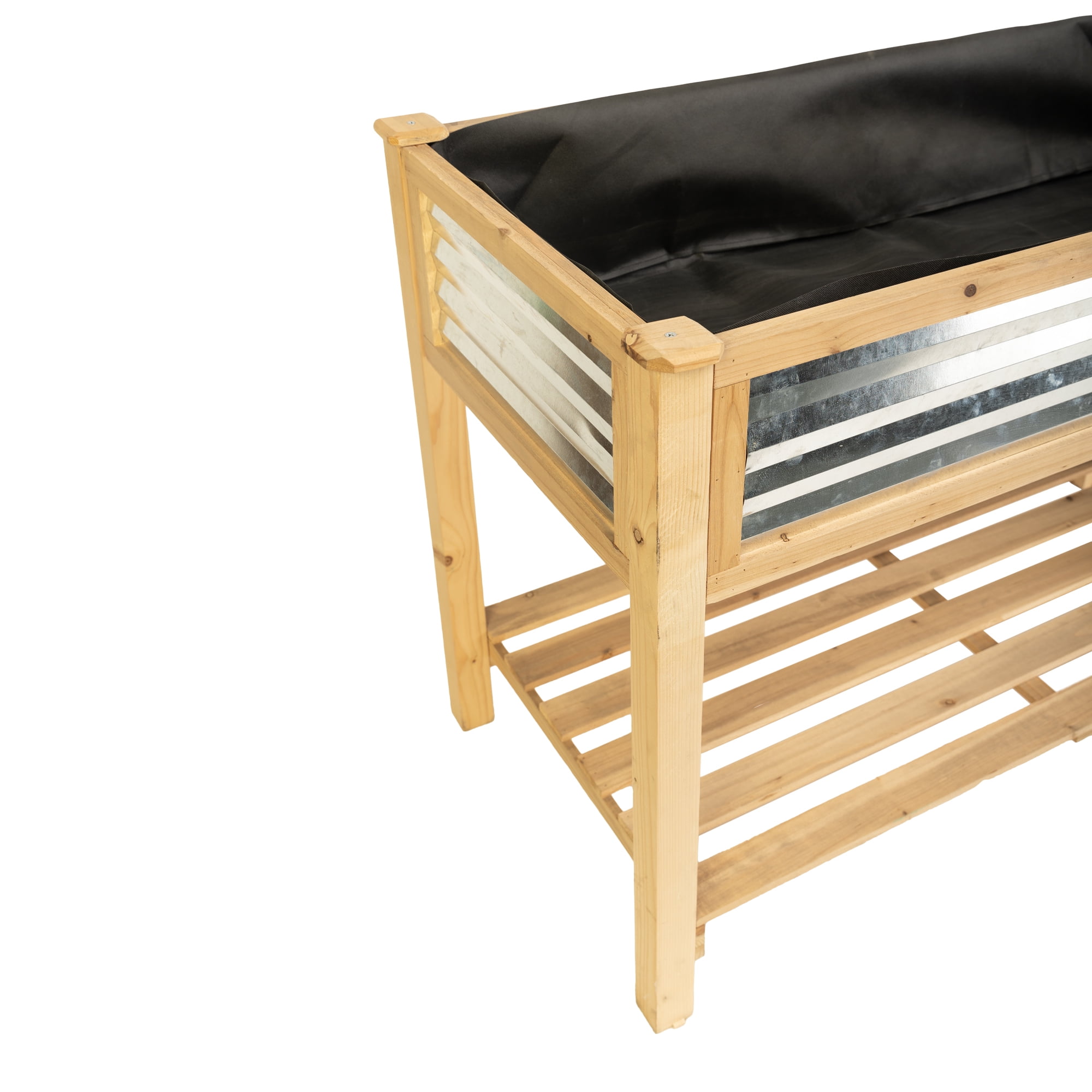 Panacea Outdoor Raised Garden Bed Cedar and Galvanized Steel 48" x 22" x 33"