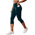 thumbnail image 3 of CFLVAEK Womens Capri Leggings with Pockets Stretchy High Waisted Workout Running Yoga Pants Comfort Tummy Control Cropped Leggings Navy XL, 3 of 7