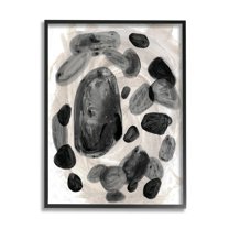 Stupell Industries Shades of Grey Abstract Organic Shapes Watercolor Black Framed by Daphne Polselli