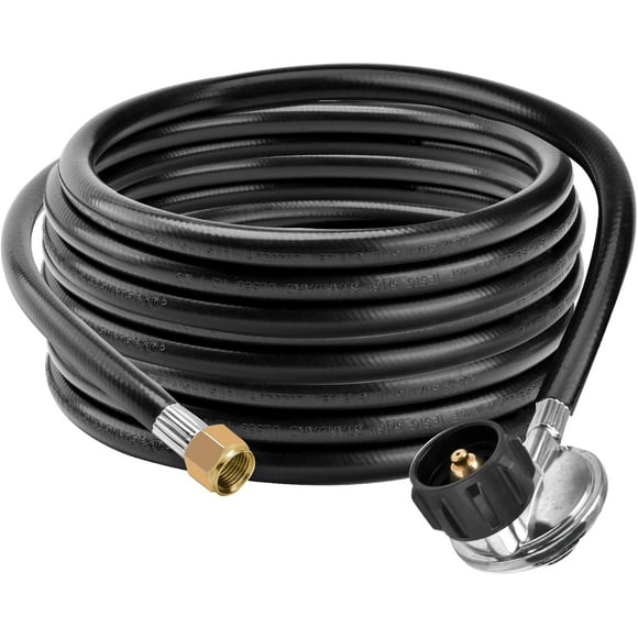 SHIQI-12FT QCC1 Low Pressure Propane Regulator and Hose - Universal Propane replacement Hose with Regulator for Most LP Gas Grill, Patio Heater, Fire Pit, Stove and More - 3/8 Inch Female Flare