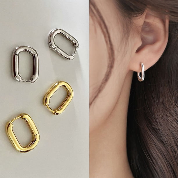 Pendientes ovalados en forma de U de estilo francés para mujer, diseño de nicho, estilo sencillo y frío, con hebilla para la oreja, pendientes elegantes retro de moda