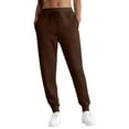 thumbnail image 5 of Kopltyrfg Women's Fleece Lined Joggers with Pockets High Waisted Straight Leg Sweatpants Winter Warm Lounge Jogging Pants (Coffee,L), 5 of 5