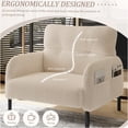 thumbnail image 5 of JERFIT Corduroy Accent Chair with Pockets, Beige Upholstered Single Seater for Living Room, Bedroom, Ergonomic Comfort, Modern Design, 5 of 10