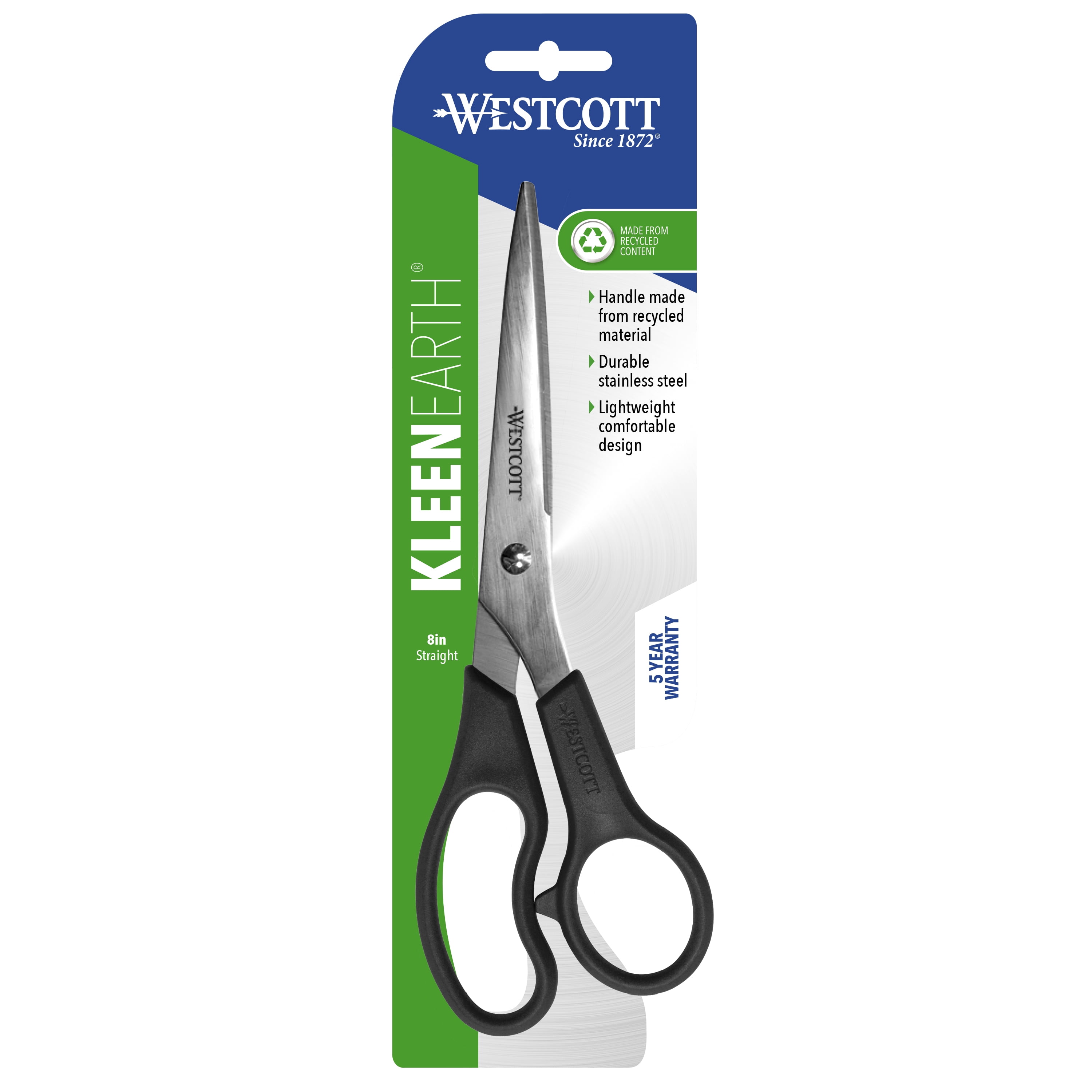 Westcott KleenEarth Recycled 8" Scissors, for Office, Black, 1-Count