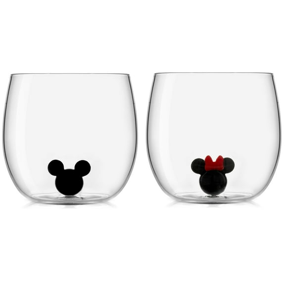Disney Mickey & Minnie Icon Stemless Wine Glass - 10 oz - Set of 2