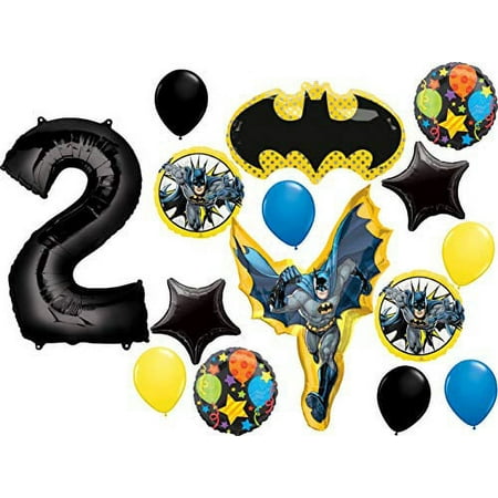 Batman In Action Party Supplies 2nd Birthday Balloon Bouquet Decorations