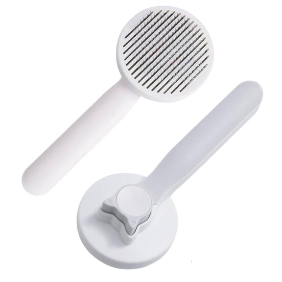 Bisitoy Cat Brush, Self Cleaning Slicker Dog Brush, Upgraded Dog Brush for Shedding Massaging and Grooming, Removes Loose Undercoat & Portable Comb (Gray)