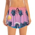 thumbnail image 2 of Goofa Beach with Palm Trees Printed Women 2 in 1 Running Shorts,Quick Dry Athletic Workout Shorts,High Waisted Athletic Shorts with Liner Pockets-Medium, 2 of 9