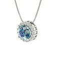 thumbnail image 2 of 1.16 cctw Blue Moissanite White Gold Plated Pendant with 16" Box Chain (6.5mm, Round Cut), 2 of 6
