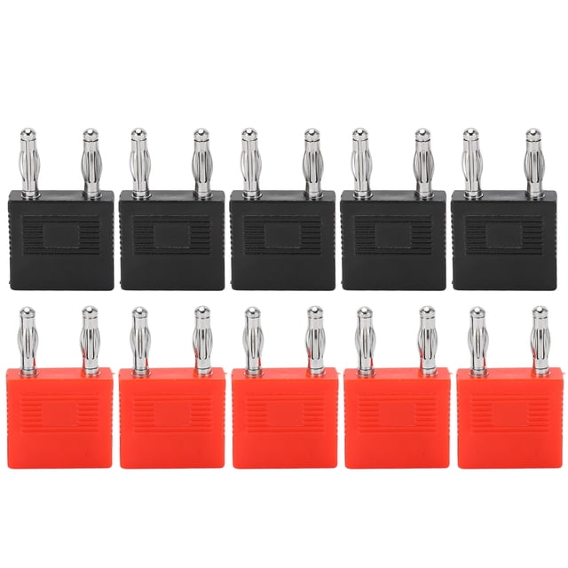 10 conectores banana dobles de 4 mm y 2 vías para ordenadores, buena conductividad eléctrica y conectividad.
