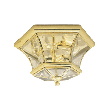 

Semi Flush Mounts 3 Light With Clear Beveled Glass Polished Brass size 13 in 180 Watts - World of Crystal