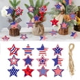 thumbnail image 5 of HuiXinOu Independence Day Decorations 12 Pack, Wood Star Ornaments 4th of July Hanging Decor, Rustic Patriotic Gift Tags for Farmhouse Mantel, USA Flag Party Supplies, 5 of 6