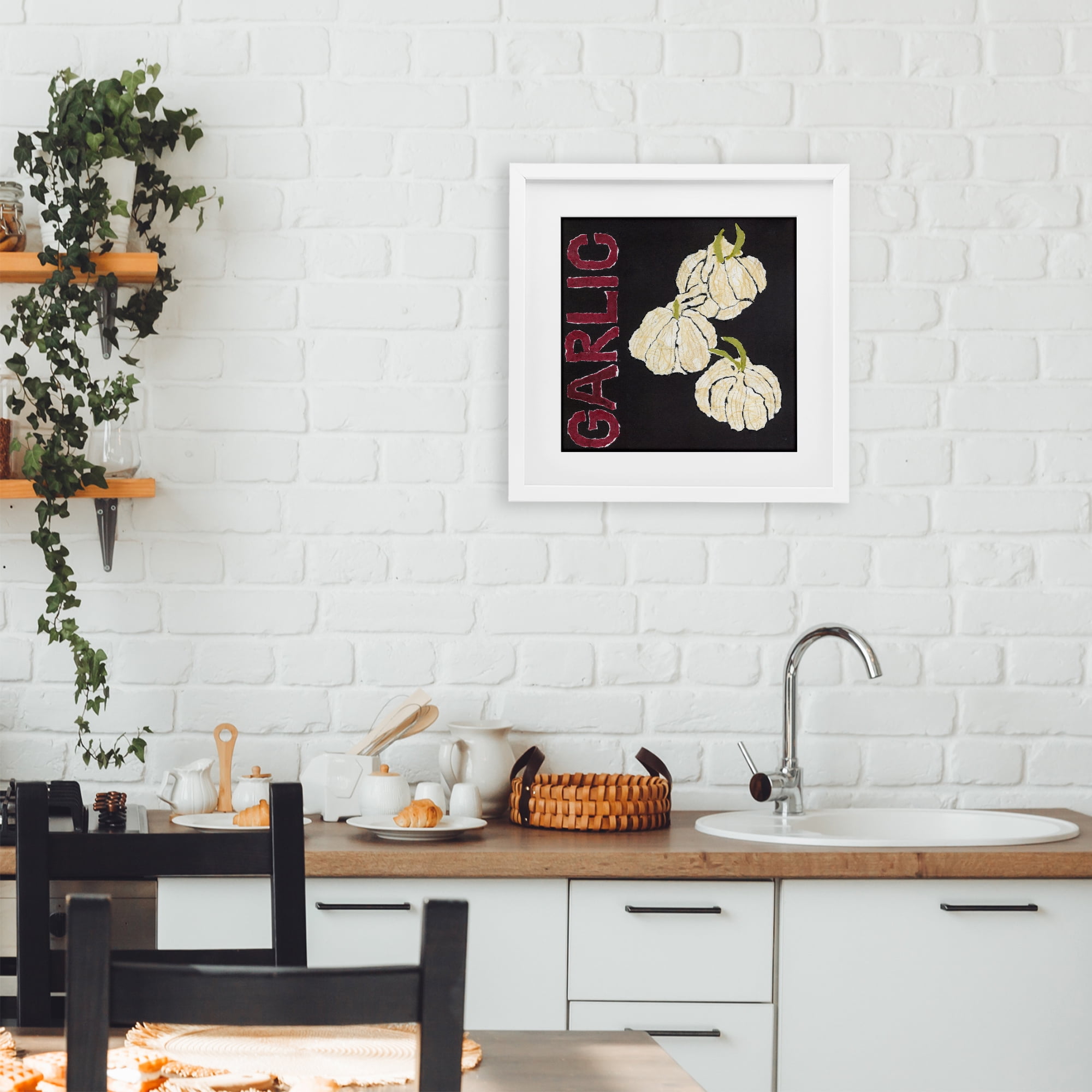 Stupell Industries Garlic Garden Vegetable White Framed Print Under Glass, design by Nancy Overton