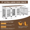 thumbnail image 4 of M optimized 71'' Dog Crate Furniture for 2 Dogs, Wooden Double Dog Crate with 3 Drawers and Removable Room Divider, Indoor Dog Kennel TV Stand End Table with Double Doors for Large Medium Dogs, 4 of 7