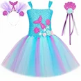 thumbnail image 2 of Vestido de tutú de sirena para niñas, vestido de princesa de tul para fiesta de cumpleaños de niños, disfraz de sirena para Halloween, ropa para niños, 2 of 5
