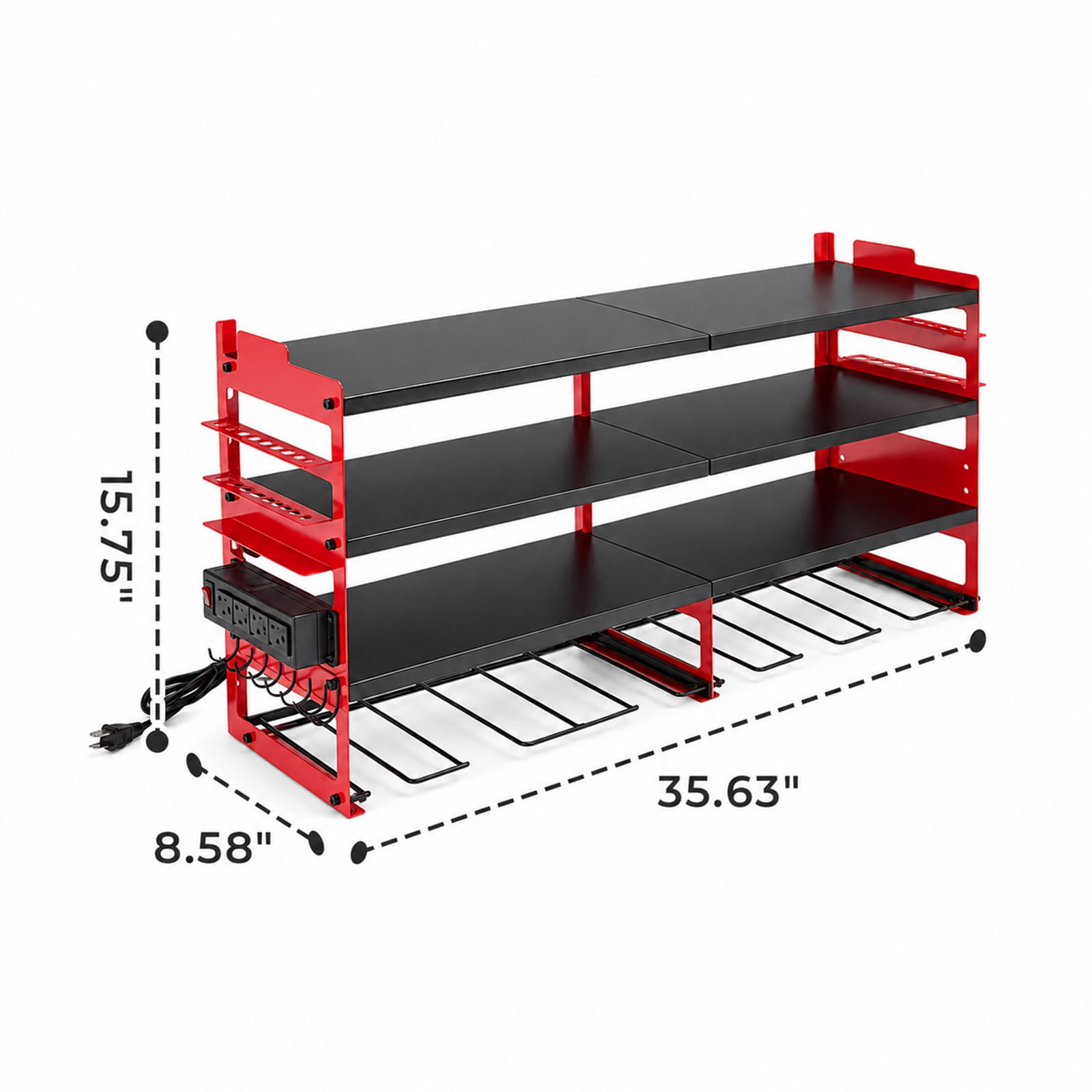 Alvantor 4-Tier Electric Tool Storage Rack with Charging Station, Power Tool Organizer with Screwdriver/Hammer/Air Tool Rack