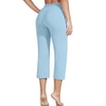 thumbnail image 4 of Cropped Yoga Pants Womens Plus Size Capri Flare Leggings Lightweight Summer Workout Pants for Summer Light Blue 2XL, 4 of 4