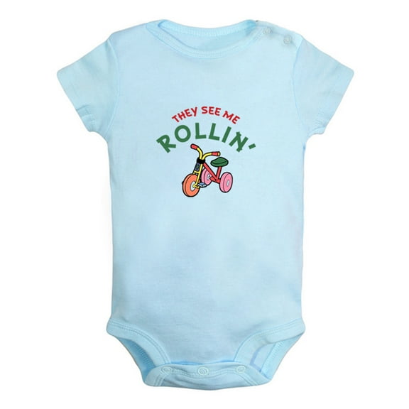 They See Me Rollin' Funny Rompers For Babies, Newborn Baby Unisex Bodysuits, Infant Jumpsuits, Toddler 0-12 Months Kids One-Piece Oufits (Blue, 18-24 Months)