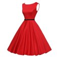 thumbnail image 4 of Lolmot Women 50s 60s Vintage Sleeveless Polka Dot Solid Color Cocktail Swing Dress Retro Audrey Hepburn Evening Rockabilly Prom Party Dress Formal A-line Mid-Length Dress, 4 of 4