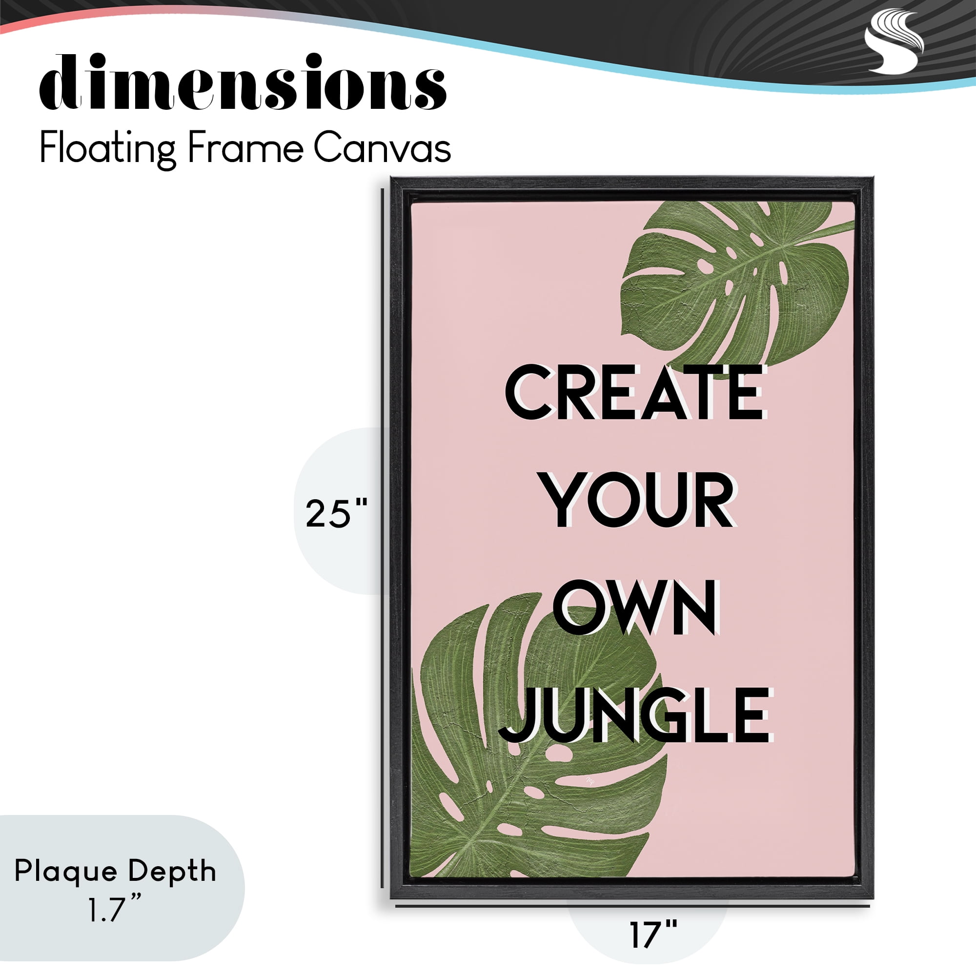 Stupell Industries Create Your Own Jungle Black Framed Floater Canvas Wall Art, design by Martina Pavlova