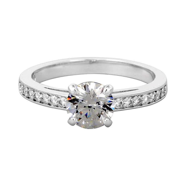 Anillo Swarovski Attract redondo chapado en rodio con cristal tamaño 7