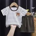 thumbnail image 2 of HCNTES Baby Girl Boy Toddler Kid Summer Spring Outfits Sets Short Sleeve T-shirt Elastic Waist Shorts 2 Piece Short Set Summer Pjs For 2t 3t 4t 5t 6t 7t Kids(Y01-Black,3-4 Years), 2 of 4