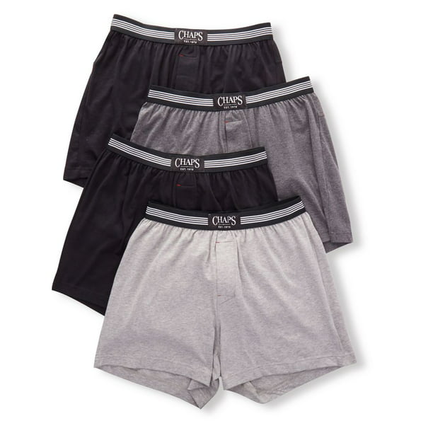 Men's Chaps CUKBP4 Essential Blend Knit Boxers - Pack (Black/Grey S) -