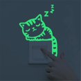 thumbnail image 5 of Etiqueta engomada del interruptor de pared noctilucente luminosa del gato del gatito creativo lindo gato verde del hogar, 5 of 5