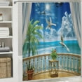 thumbnail image 6 of Orinice Ocean Palm Tree Shower Curtain Tropical Sea Palm Tree Blue Sky Nature Scenery Seaside Landscape Bathroom Fabric Decor Curtain with Hooks 60x72, 6 of 7
