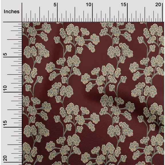 oneOone Rayon Maroon Fabric Floral Craft Projects Decor Fabric Printed By The Yard 56 Inch Wide