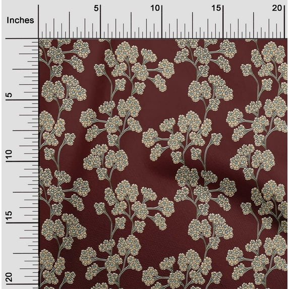 oneOone Viscose Chiffon Maroon Fabric Floral Sewing Fabric By The Yard Printed Diy Clothing Sewing Supplies 42 Inch Wide