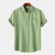 thumbnail image 4 of Men's Casual Solid Color Pocket Short Sleeve Single Breasted Lapel Shirt 3XL, 4 of 5