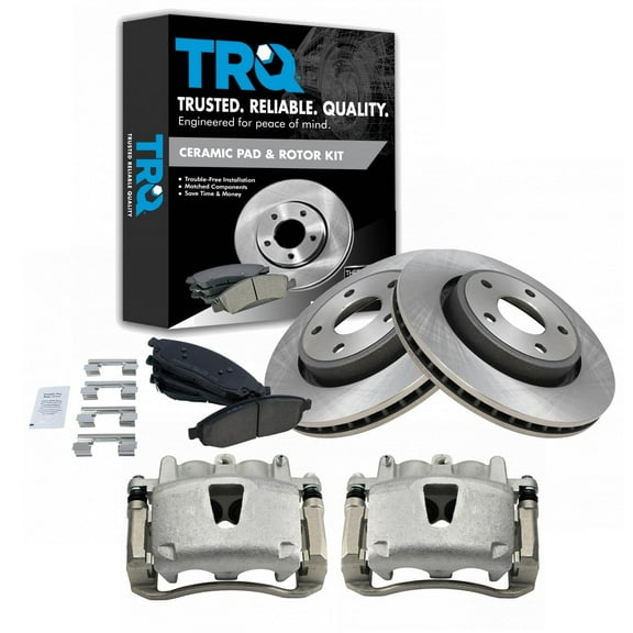 TRQ Front Ceramic Disc Brake Pad Rotor & Caliper Kit for Jeep Grand Cherokee BKA14993