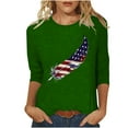 thumbnail image 2 of breaise Women's 4th of July Shirts Plus Size Patriotic USA Flag Pattern Tshirts Loose Fit 3/4 Sleeve Tees Classic Crewneck Blouses Tops Blouses for Women Business Casual Todays, 2 of 4