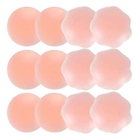 RAGUPEL 6 Pairs Nipple Covers Silicone Pasties for Women,Reusable Nippleless Covers Invisible Adhesive Sticky Breast Petals Cream