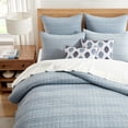 thumbnail image 3 of Levtex Home - Trintton Quilt Set - Full/Queen Quilt (88x92in.) and 2 Standard Shams (20x26in.) - Artisan Woven-Inspired Bands - Blue - Reversible - Cotton, 3 of 5