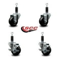 thumbnail image 2 of 3 Inch Hard Rubber Wheel Swivel 1-1/8 Inch Expand Stem Caster Set 2 Brakes SCC, 2 of 2