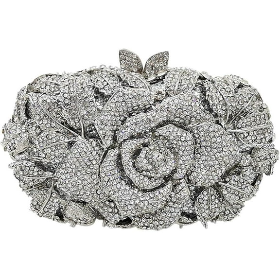 Women's Rhinestone Evening Clutch – Sparkly Rose Crystal Purse for Wedding, Party & Cocktail